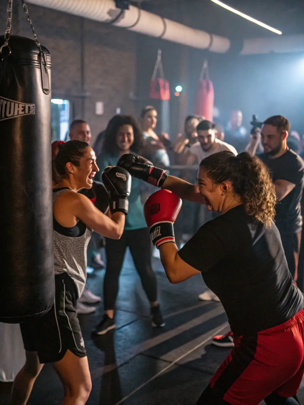 A high-energy image of LBC members engaged in a group training session, showcasing camaraderie and fitness.
