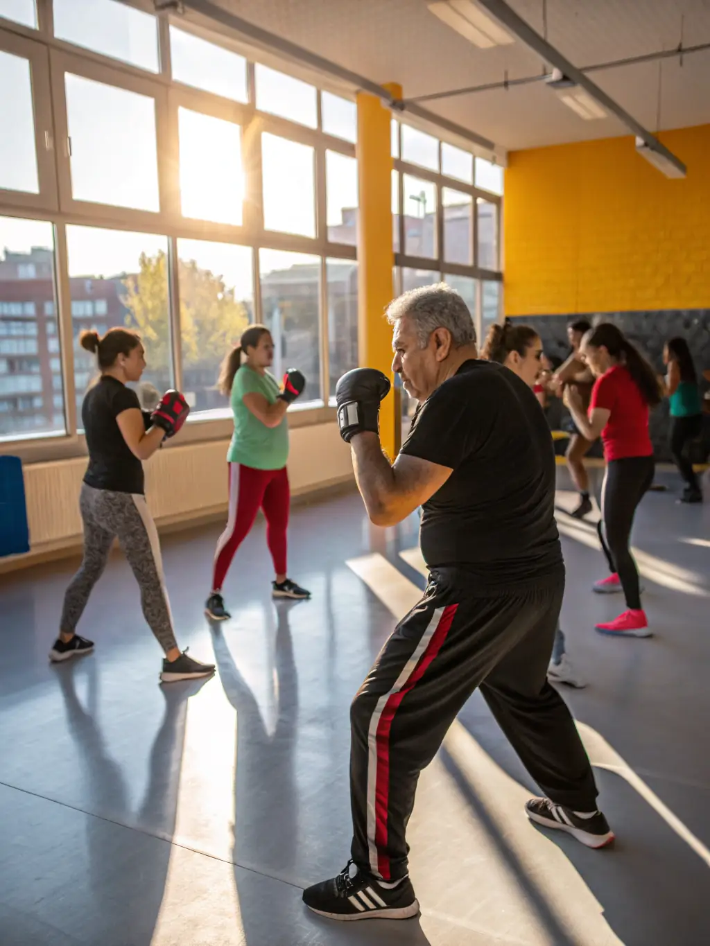A photo of LBC members participating in a community outreach program, teaching boxing skills to local youth.