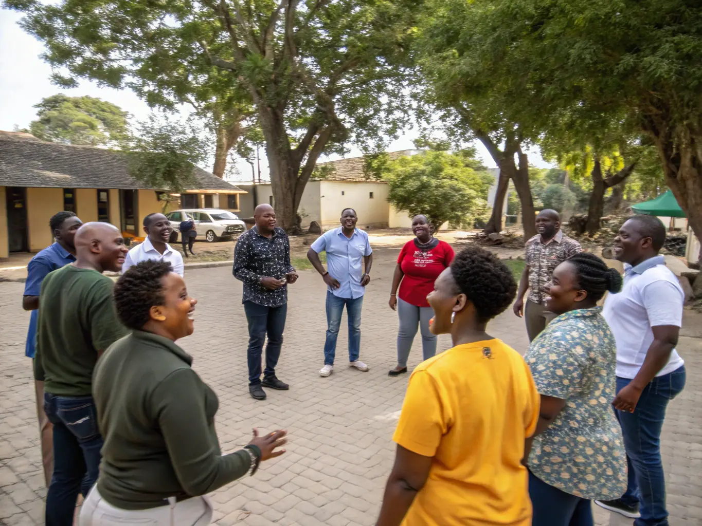 A lively photo capturing a social event at the tennis club, with members enjoying refreshments and engaging in friendly conversation after a match.